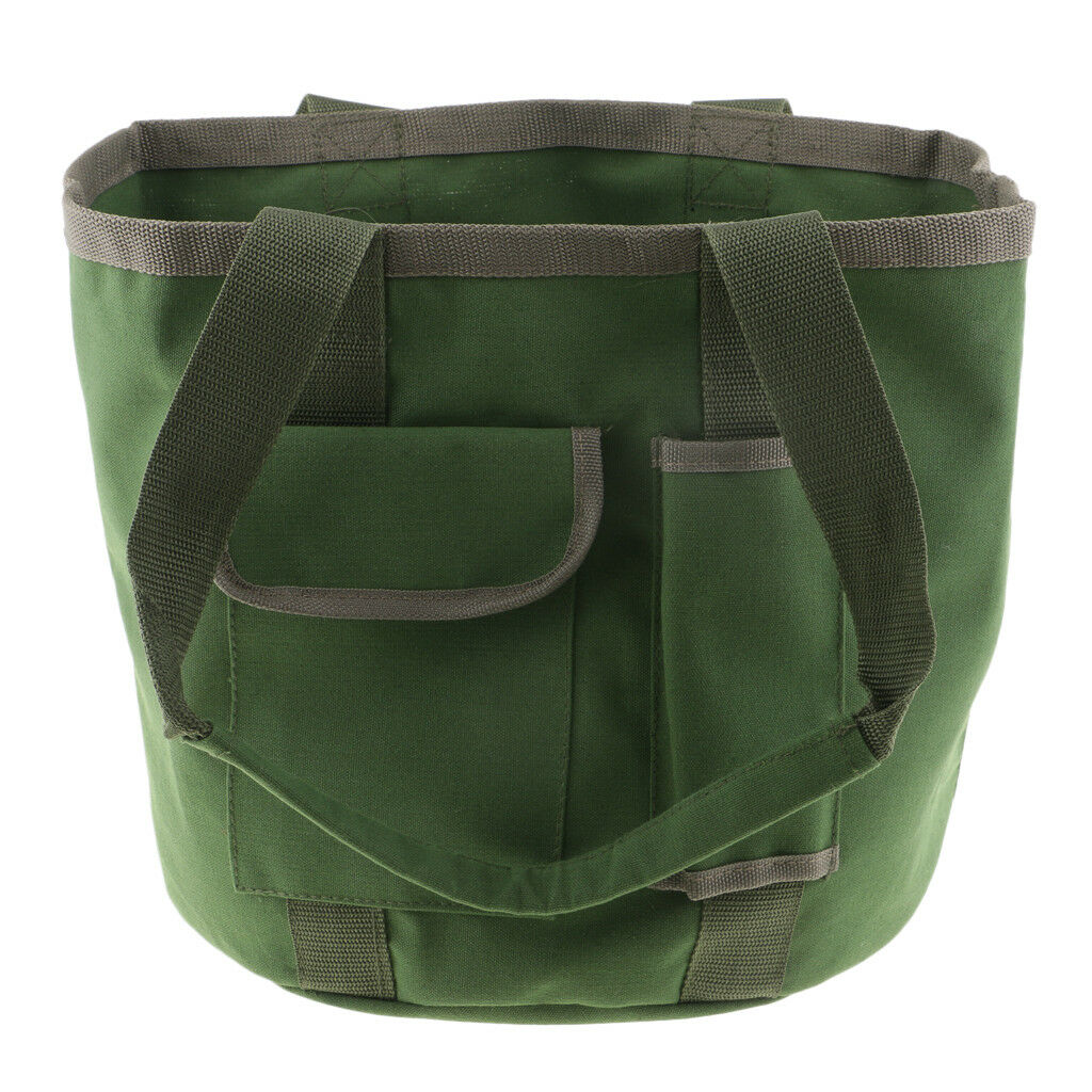 Green Canvas Gardening Garden Bucket Tool Bag Storage Holder for Accessory