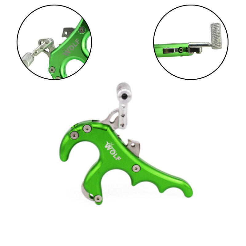 4 Finger Grip Caliper Arrow Release Aids 4 Compound Bow Hunting Archery Green