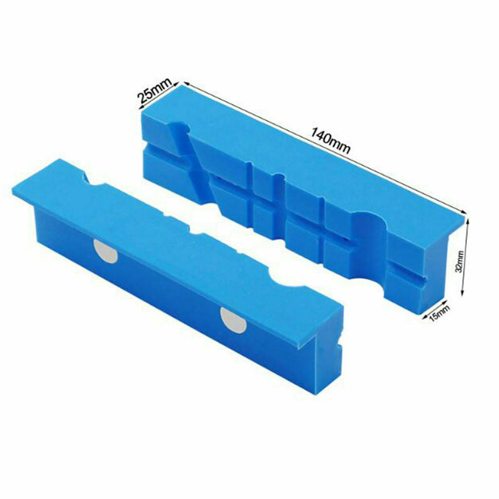 2pcs Vise Jaw Pads Magnetic Soft Pad Vise Protection Strip Multi-Groove Design