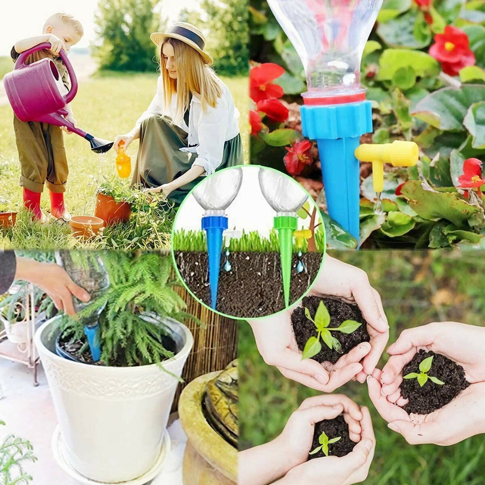 12x Self Watering Spikes Adjustable Vehicle System Stakes Waterer Device