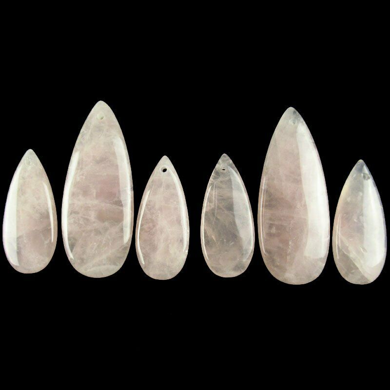 3Pcs/Set Natural Rose Quartz Teardrop Pendant 20g 50x20x6/35x15x6mm A-387DP
