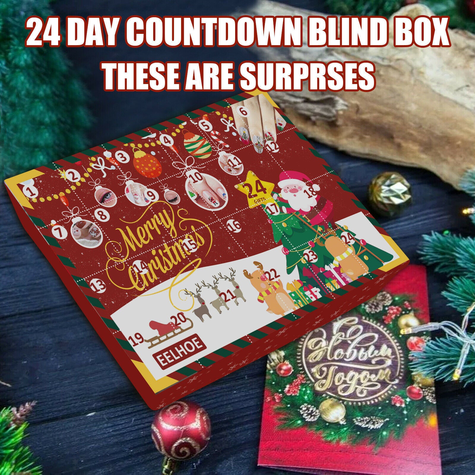 Nail Stickers Christmas Advent Calendar Arts Crafts for Christmas Gift Box