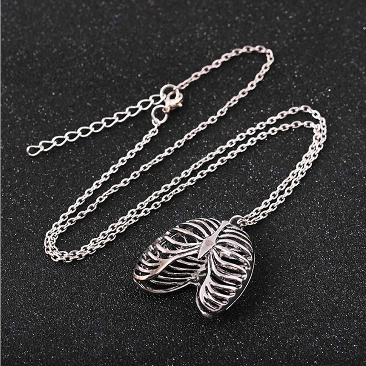 Anatomical Inspired Heart Necklace Human Rib Cage Body Chest Love Pendant Gift