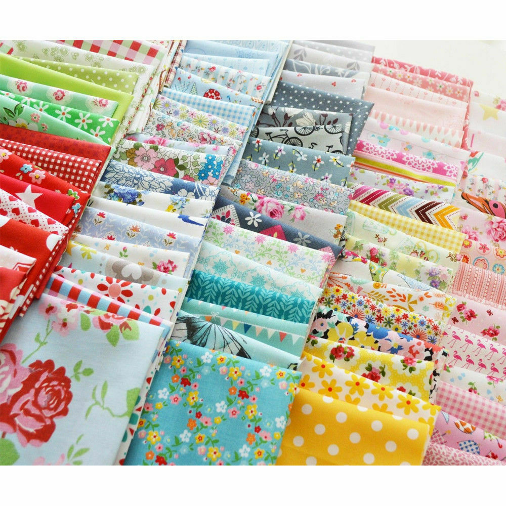 50x Floral Cotton Fabric Bundle Patchwork Scraps Quilting Sewing Crafts 10X10cm