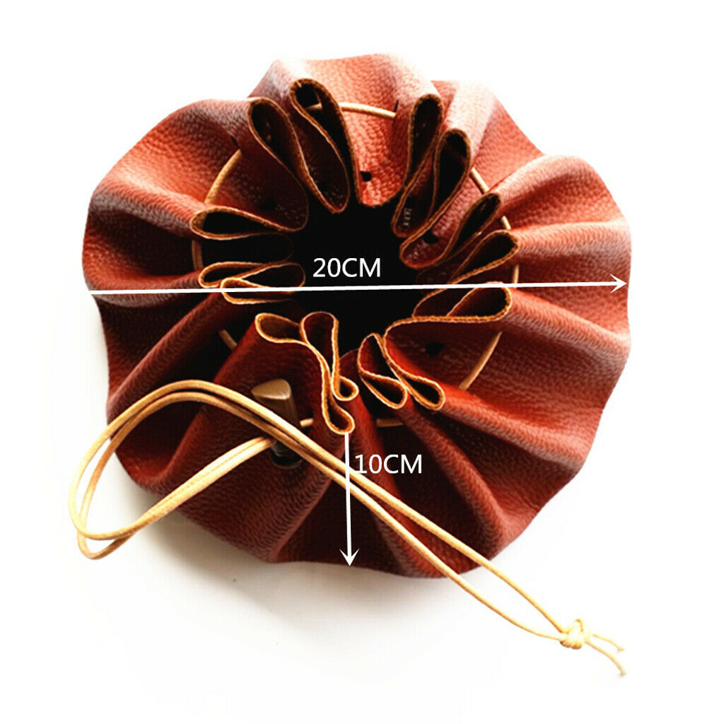 15'' Large Leather Tinder & Possibles Pouch Bushcraft Drawstring Storage Bag