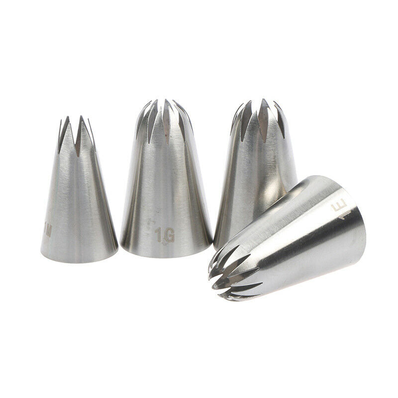 4pcs Icing Piping Nozzles For Decorating Cake Baking Cookie Cupcake #1M#1.l8
