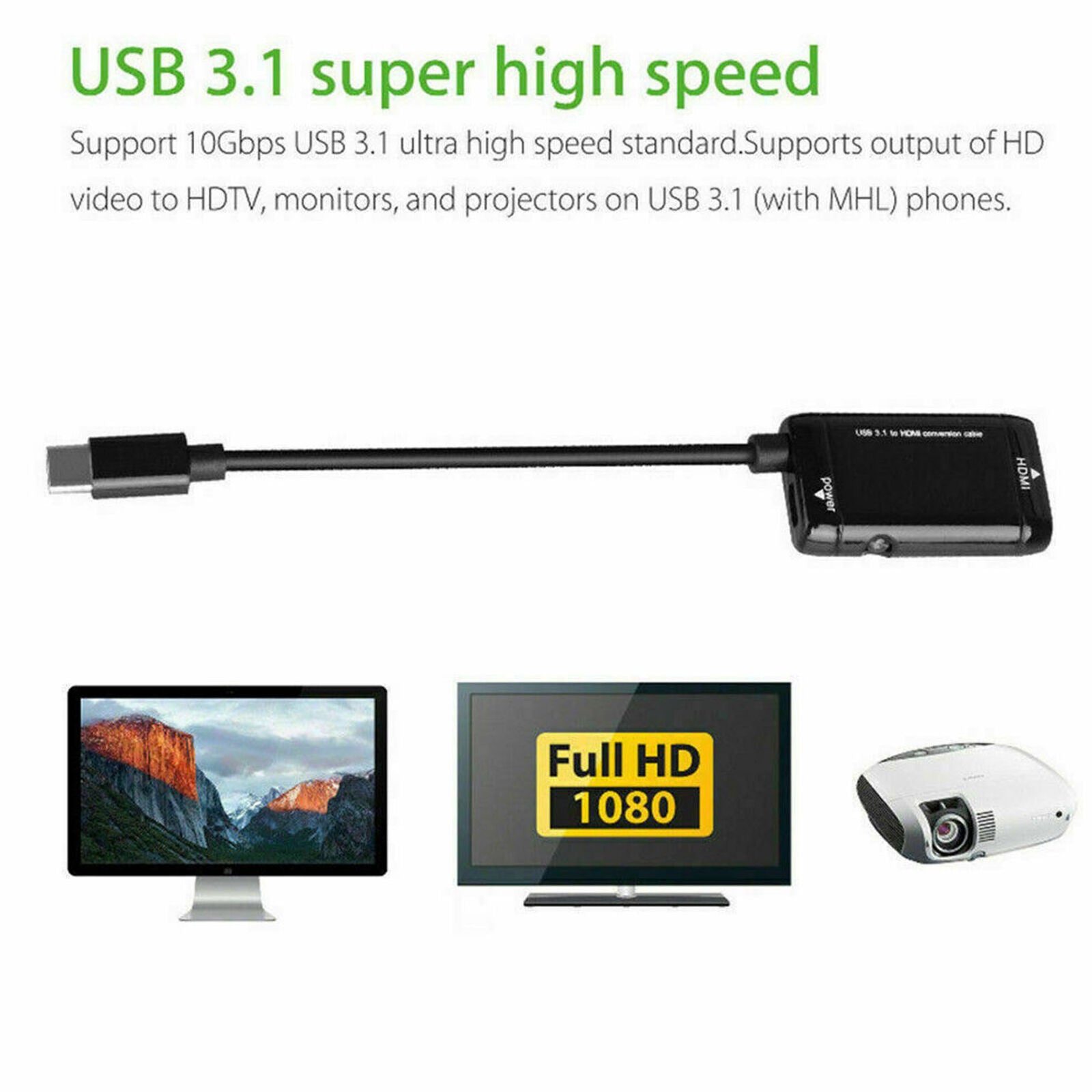 Hot USB-C Type C to HDMI Adapter USB 3.1 TV Cable For MHL Android Phone Tablets