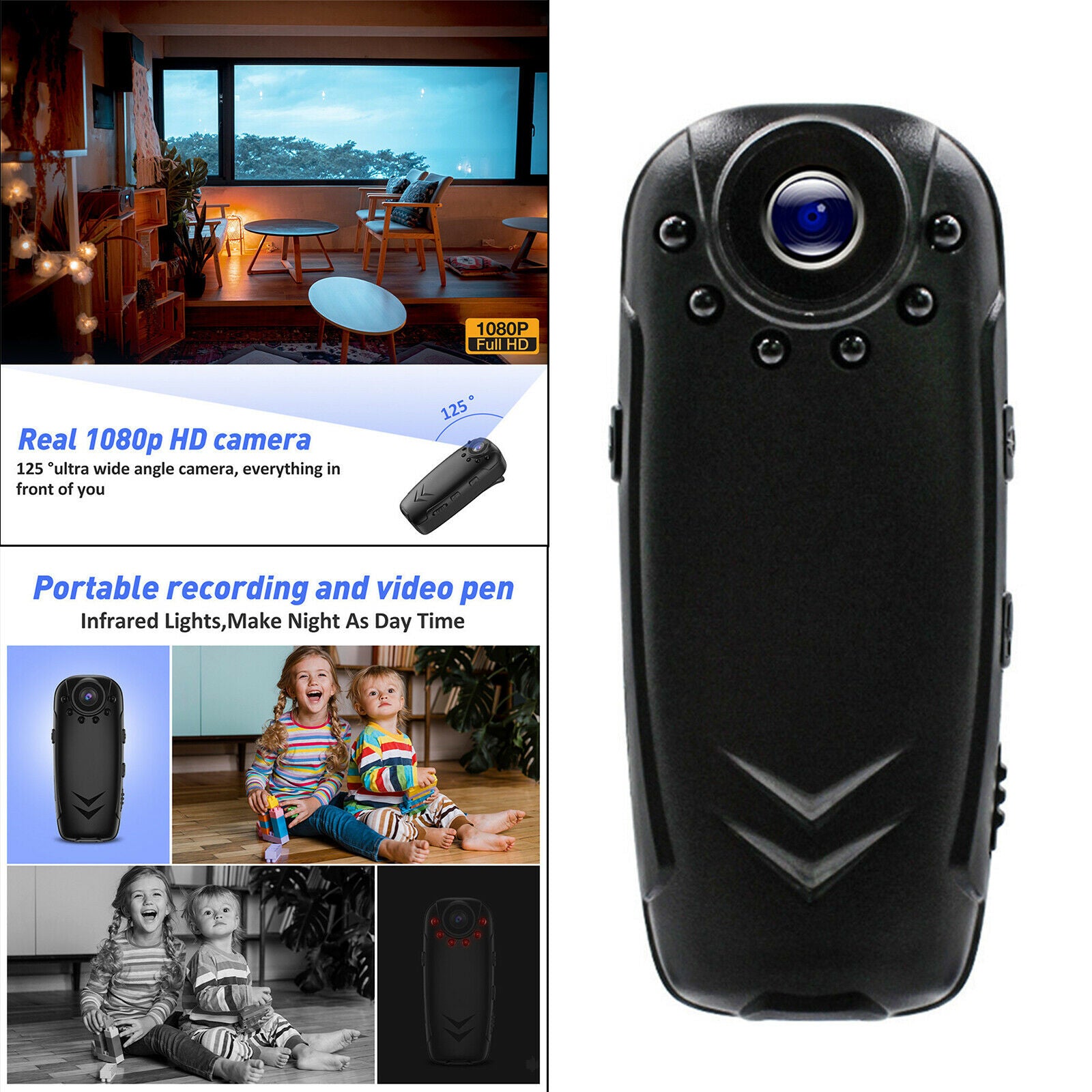 Mini Spy Camera Sports Body Camera Video Recorder HD 1080P Pocket Clip