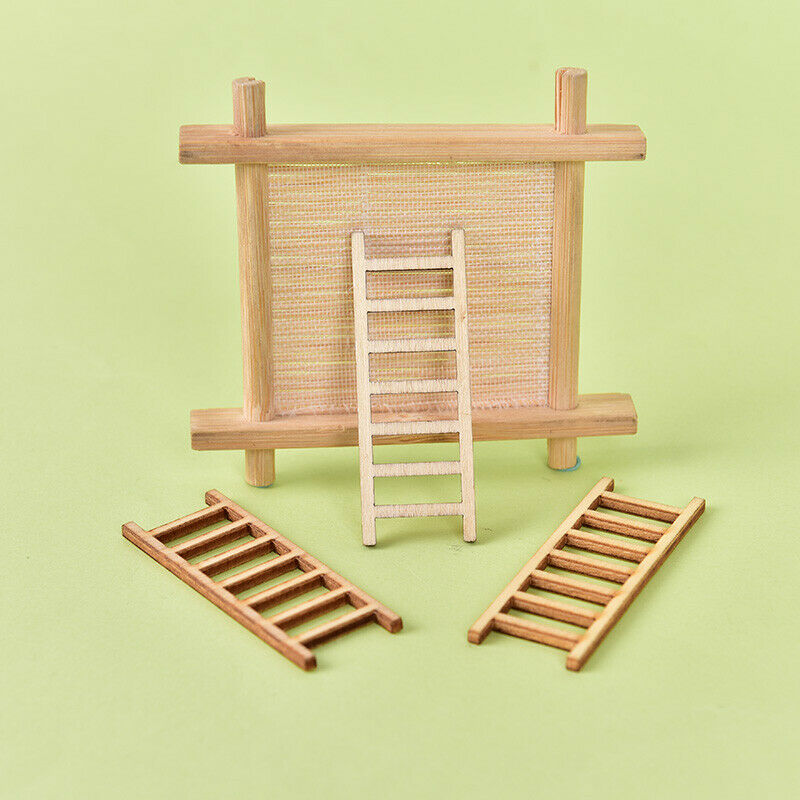 3 pcs Mini Ladder Wood Craft Micro Landscape Ornament Fairy Garden Miniature_DD
