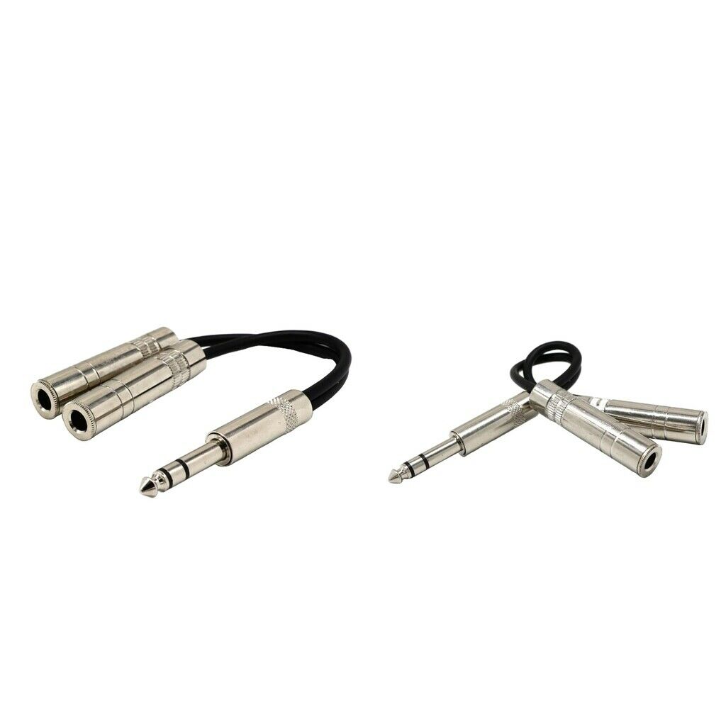 2x 8inch Long 1/4" Male to Dual 1/4" Female Audio Y Splitter Cable Connector