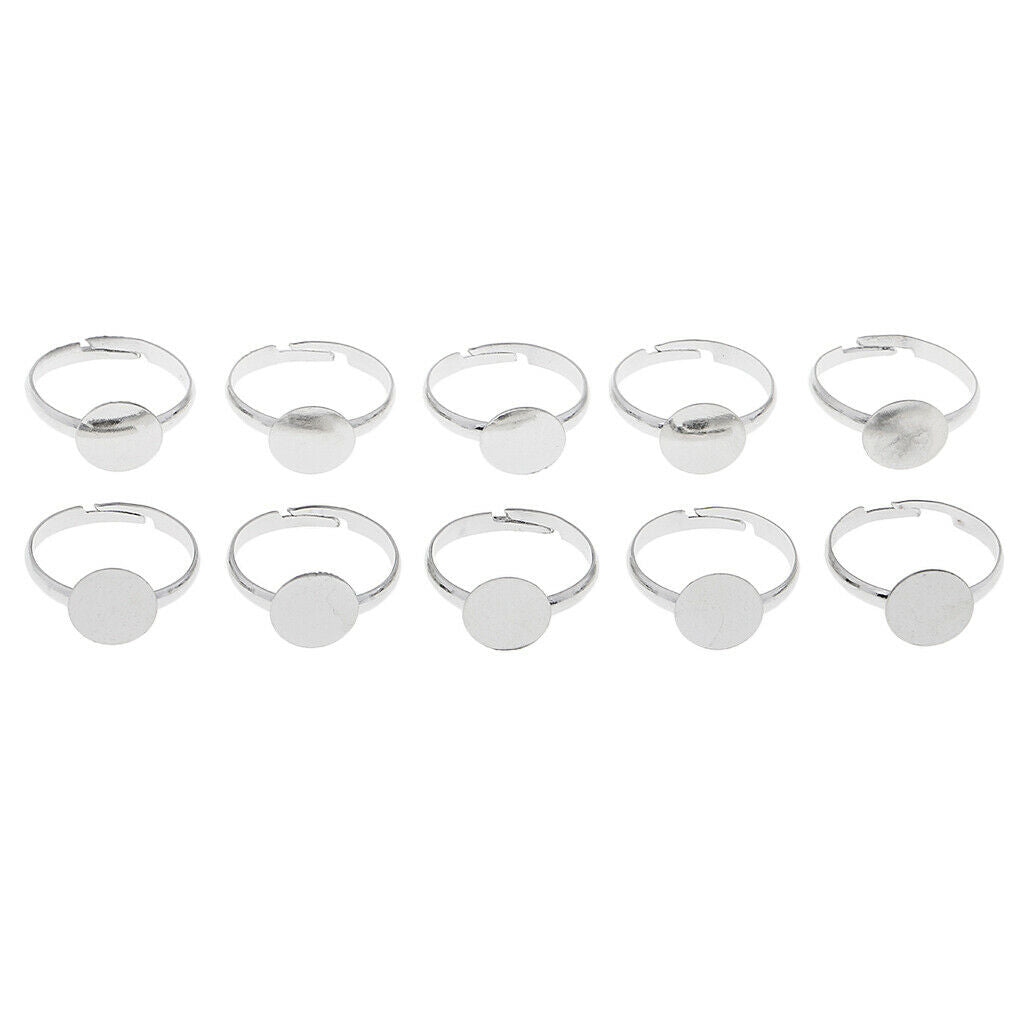 10pcs Adjustable Ring Blanks Ring Base Pad 10mm DIY Jewelry Rings
