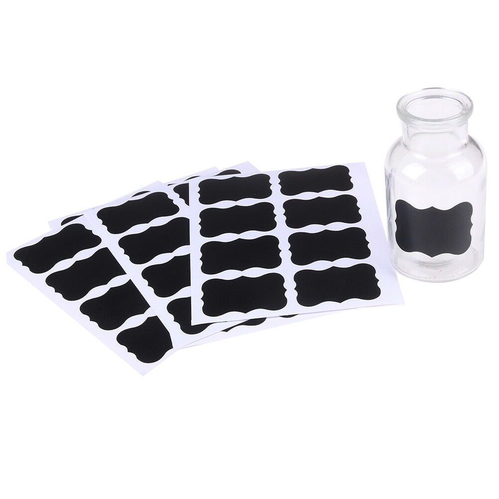 48Pcs fancy black board jam jar label labels stickers decor kitchen suppl_ti UDD