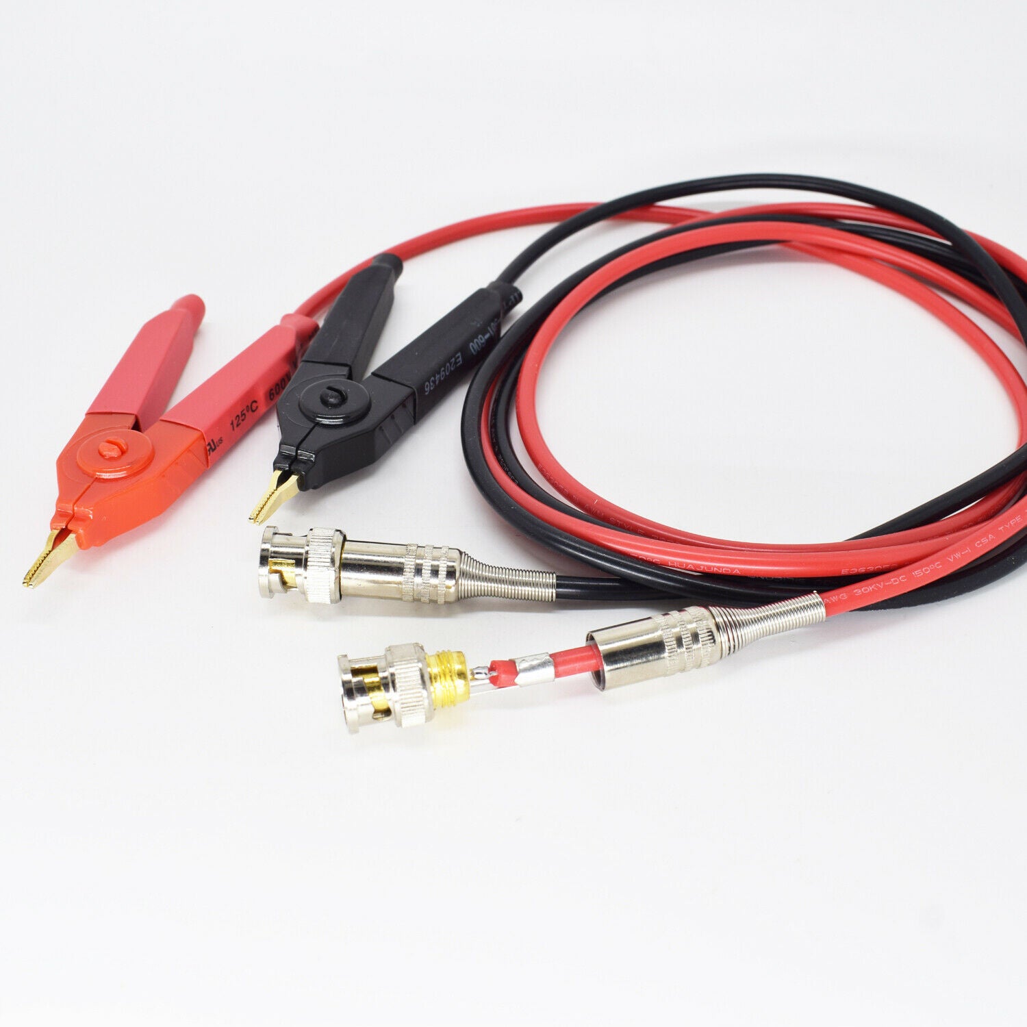 1pair 1.2M/4FT BNC Male To Kelvin Clip for LCR Meter Probe Test Cable R+B