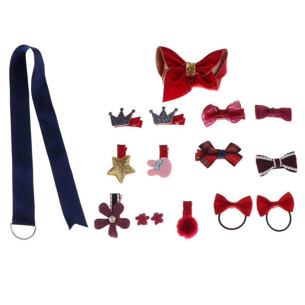 16 Pieces Kids Baby Girl Bow Hair Clips Flower Barrette Pins Gift 16 Pcs-Red