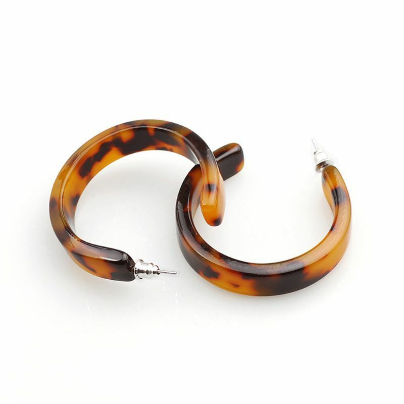 Acrylic Marbled Earring Leopard Round Hoop Earring Tortoise Shell  Women Jewelry