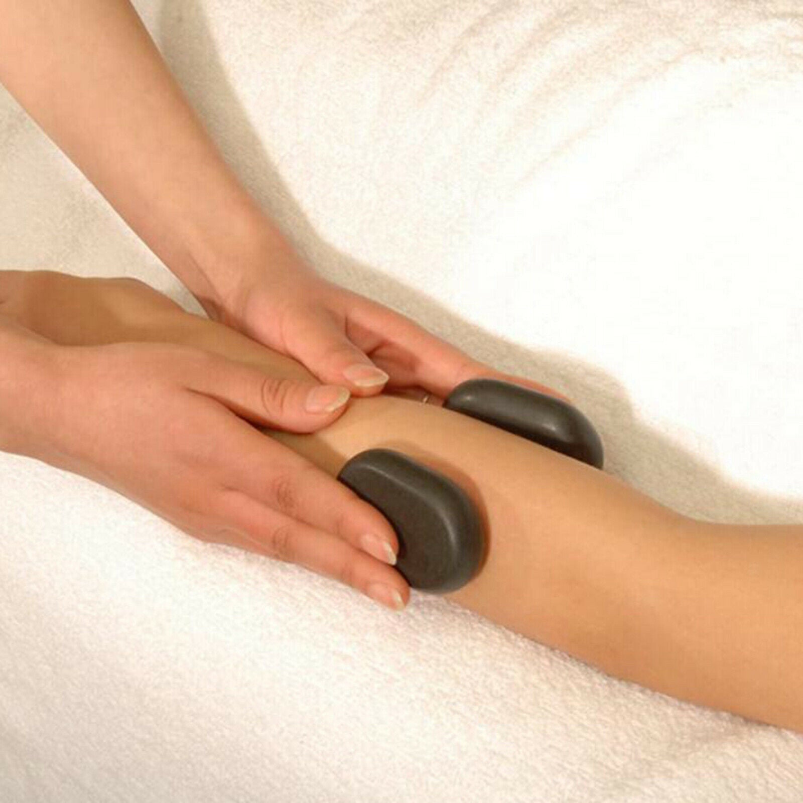 2 Piece Massage Stones Set Body Black Lava Hot Stone Tool Pack 12.5x2.5cm