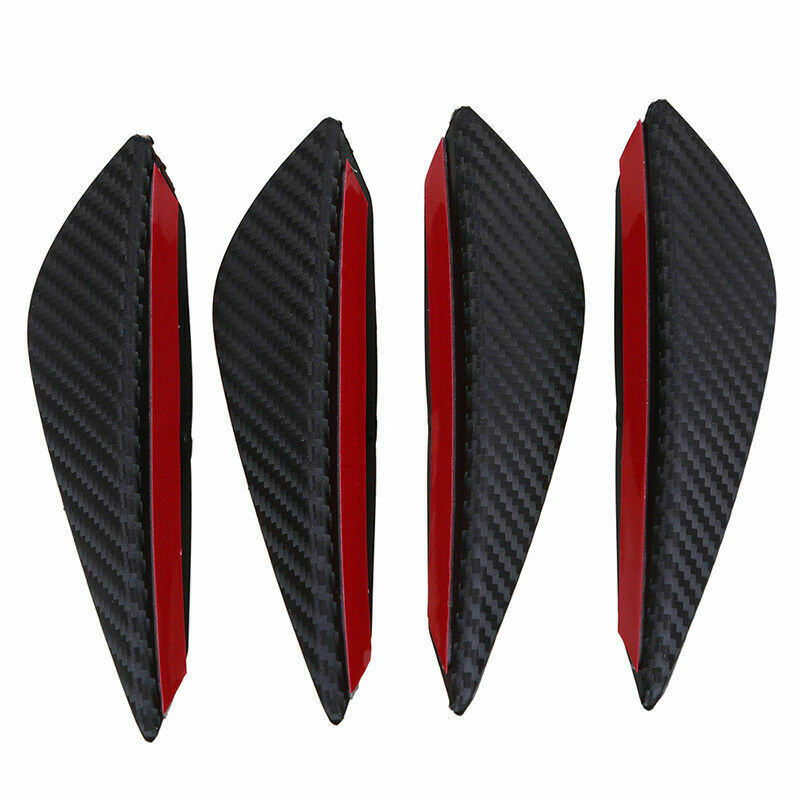 4Pcs Carbon Fiber Look Car Front Bumper Fins Lip Canards Splitter Trim Univeral