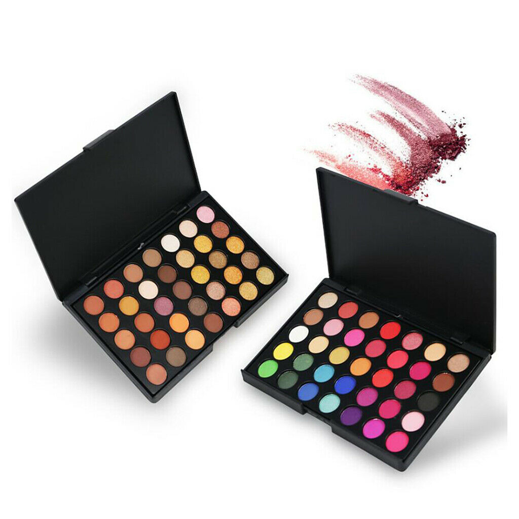 2 Pieces Professional 35 Colors Eyeshadow Palette Pallete Waterproof Gifts