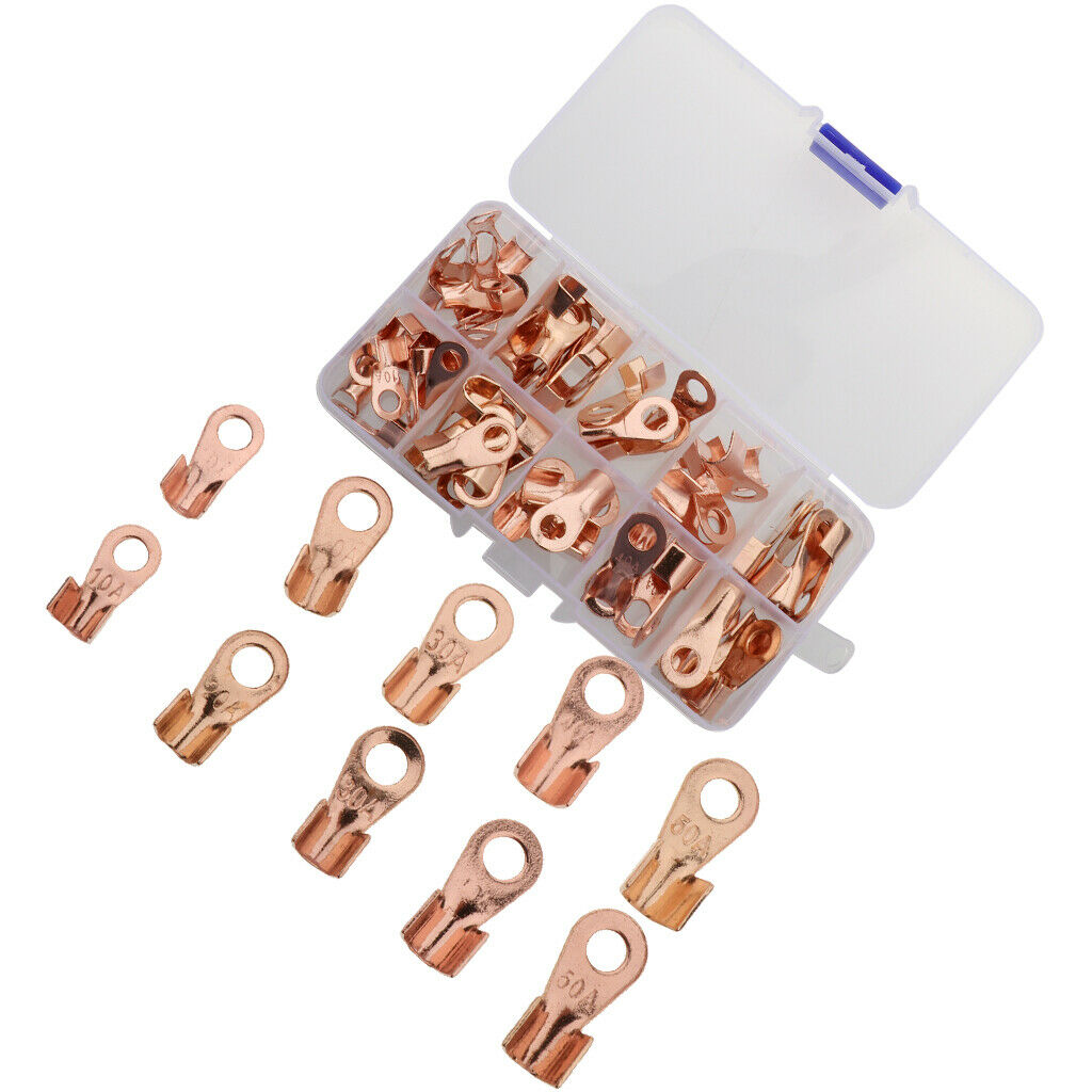 70 Pcs Open Ring Lug Terminals Wire Crimp Connector OT 10A 20A 30A 40A 50A, Easy