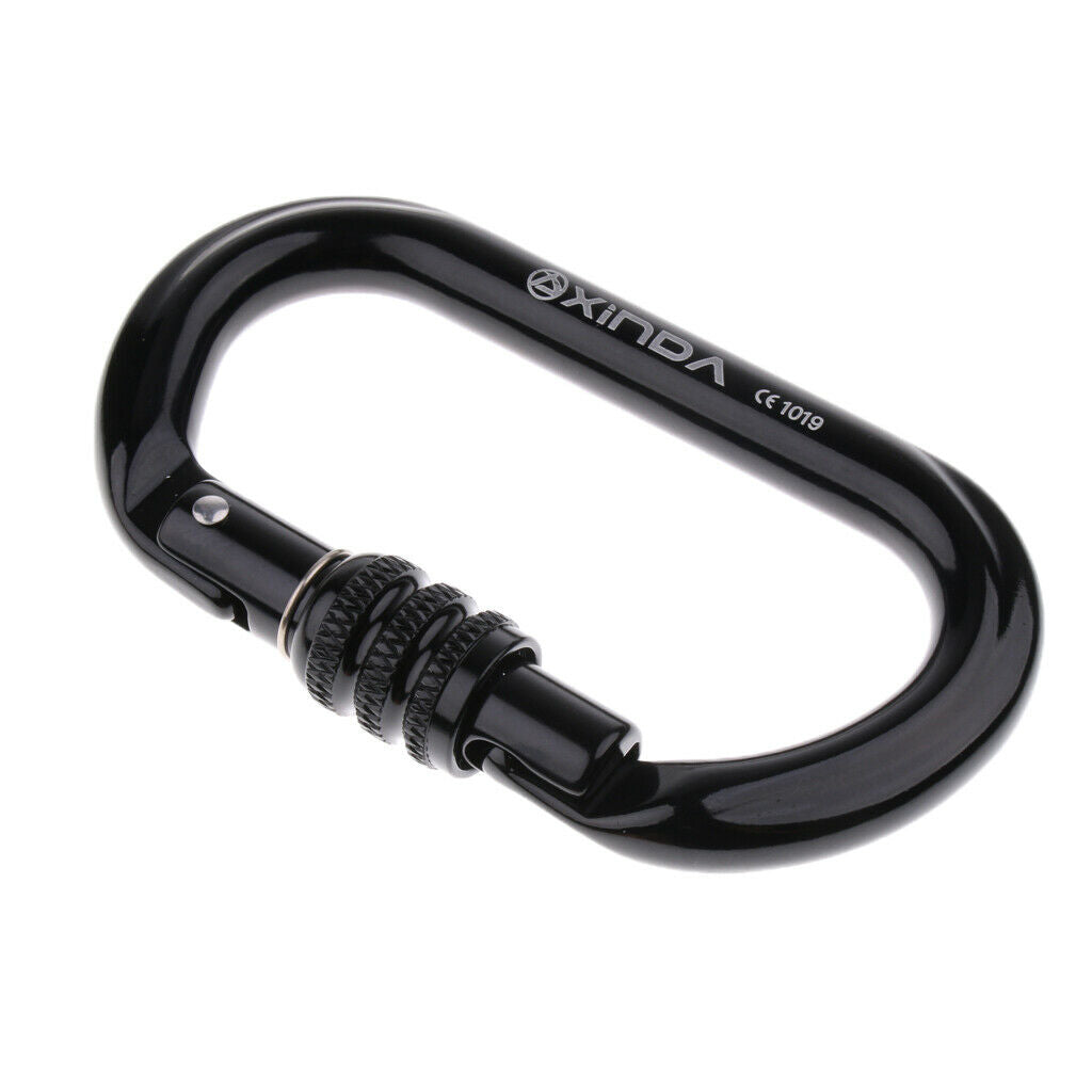 2pcs Climbing Carabiner Buckle Outdoor Screw Locking Carabiner 11.2cm Black