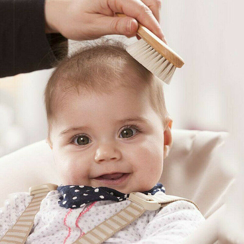 3Pcs Wooden Baby Hair Brush Comb For Newborns Toddlers Hairbrush Head Massag TL