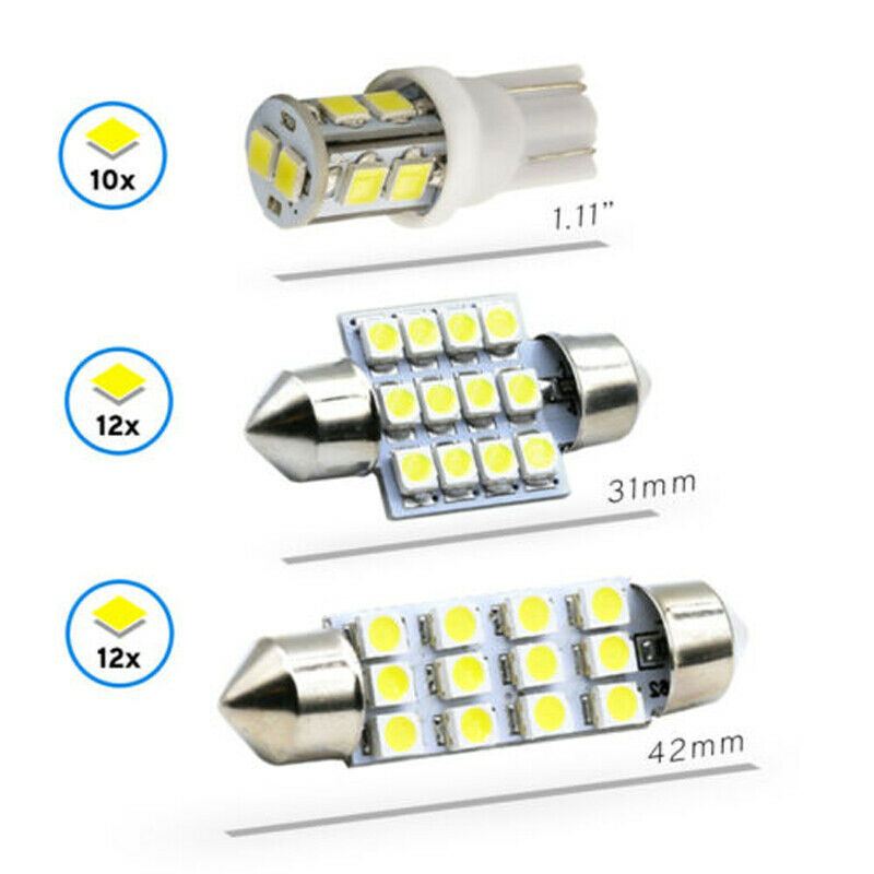 20Pcs Car Interior LED Lights Combo Dome Map Door License Plate Mixed Lights Kit