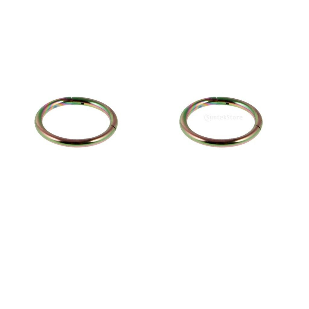 2 Piece Stainless Nose Ring Clicker Septum Hinge Tragus 16G 1.2x10mm Rainbow