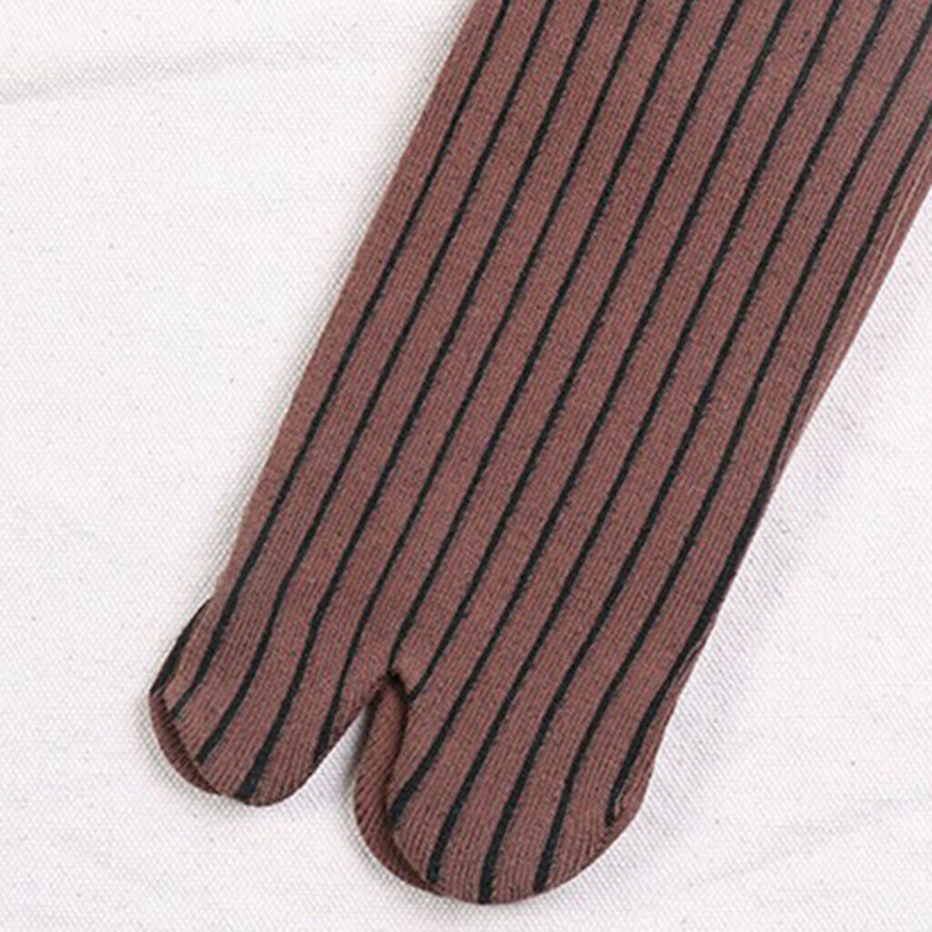5 Pairs Men Women Cotton Ankle Crew 2 Toe Socks Stripes Japanese Tabi Socks