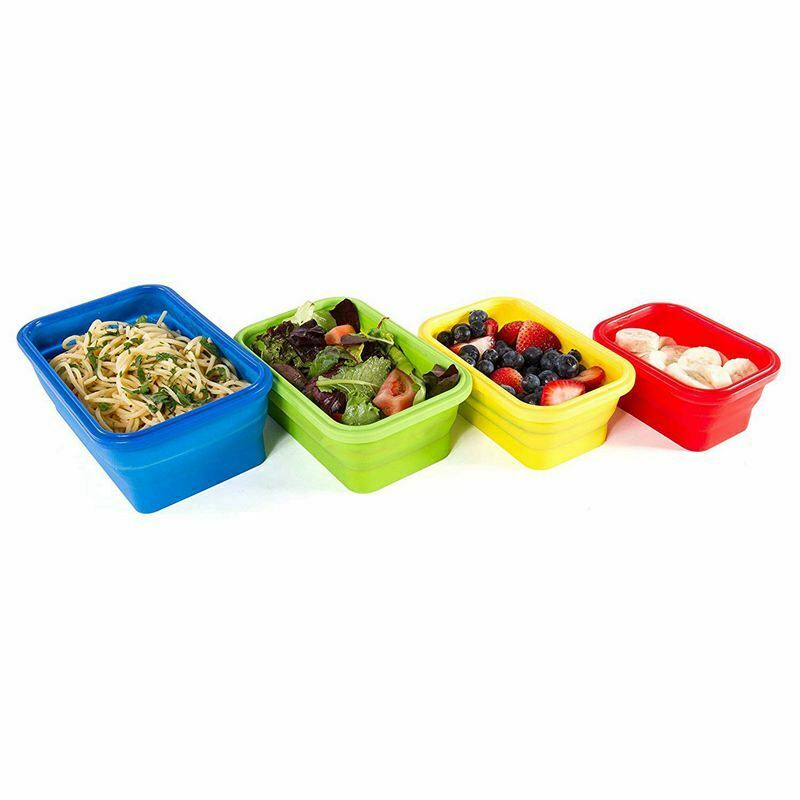 Thin Bins Collapsible Containers-Set of 4 Silicone Food Storage Containers - BU8