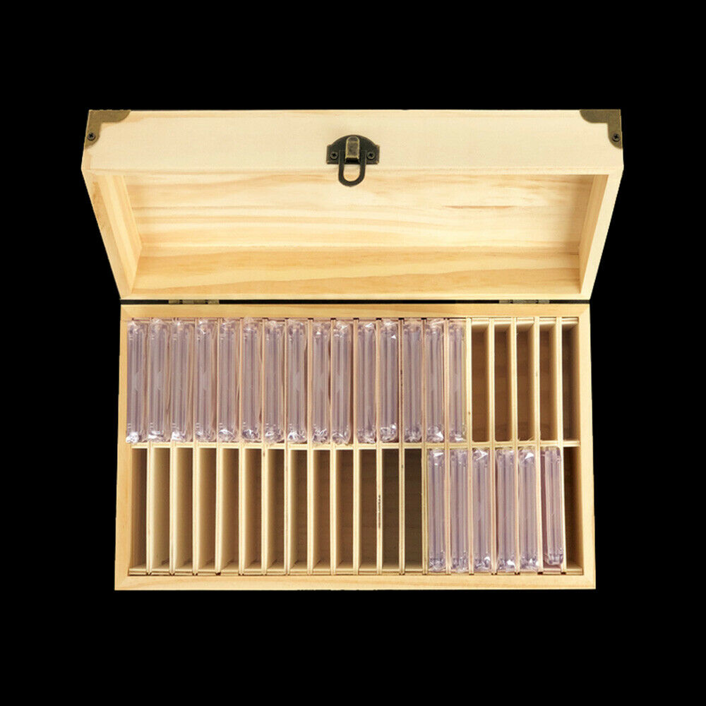 Wood Storage Empty Box Container for Rating Coin Capsules Holder Collectibles