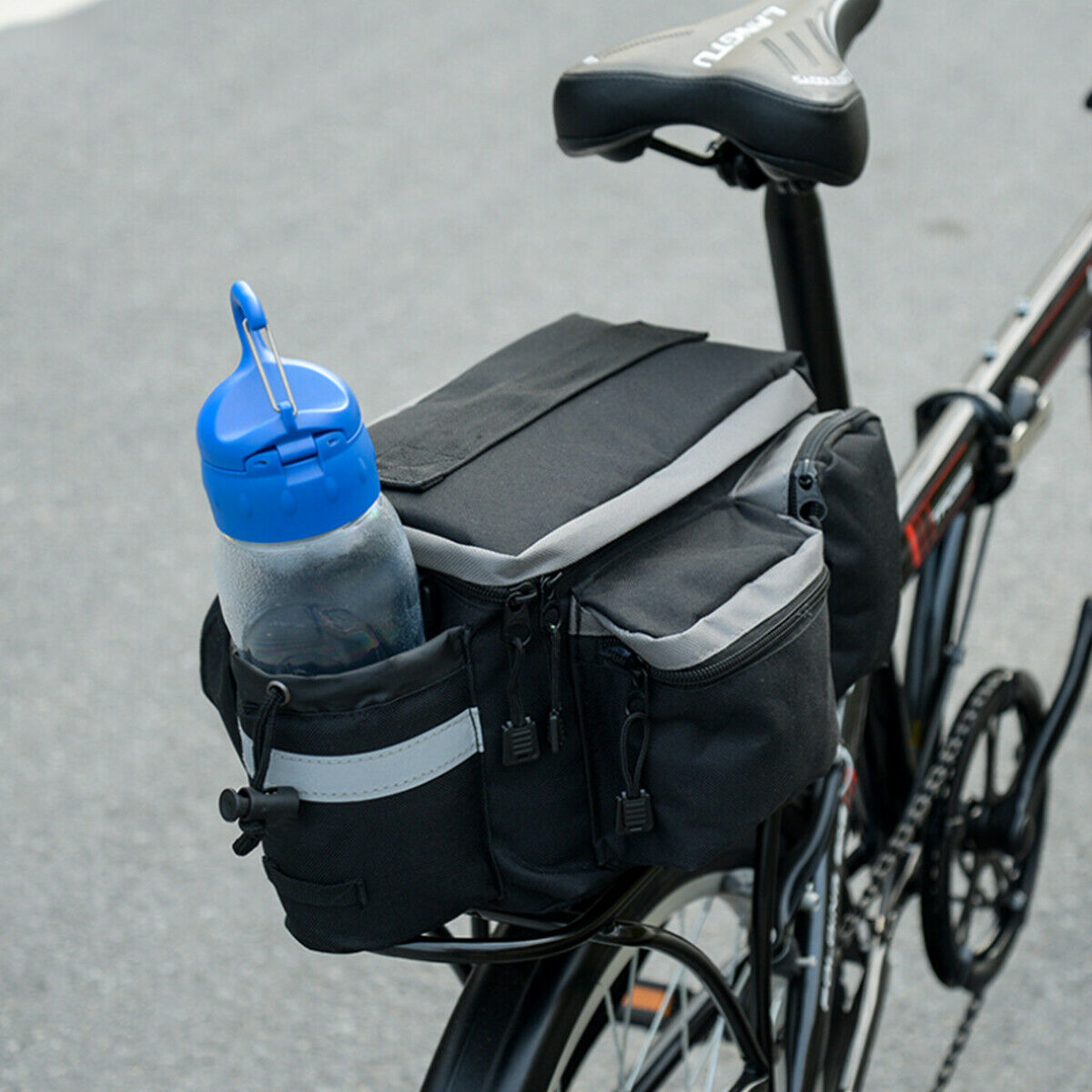Bike MTB Trunk Bag with Rear Reflective Strip Bicycle Trunk Rear Bag Black NEW