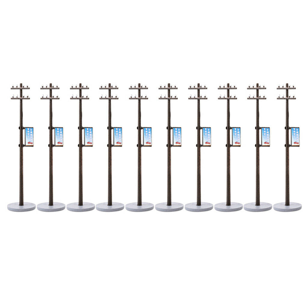 10PCS 1:87 Mini Electric Line Pole for Train Railways LANDSCAPE LAYOUT HO #1