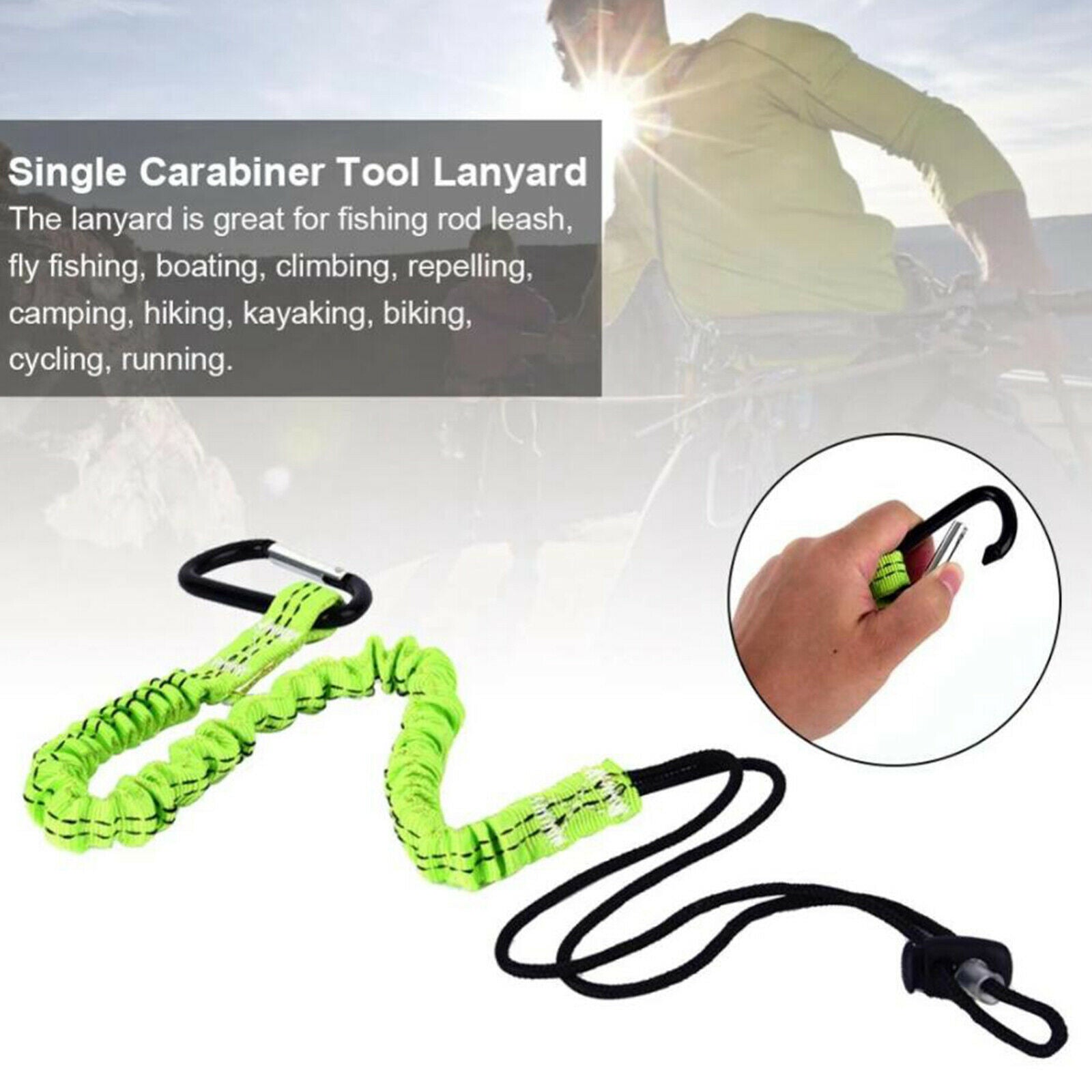 Durable Single Carabiner Lanyard Safety Emergency Rope Outdoor Climbing