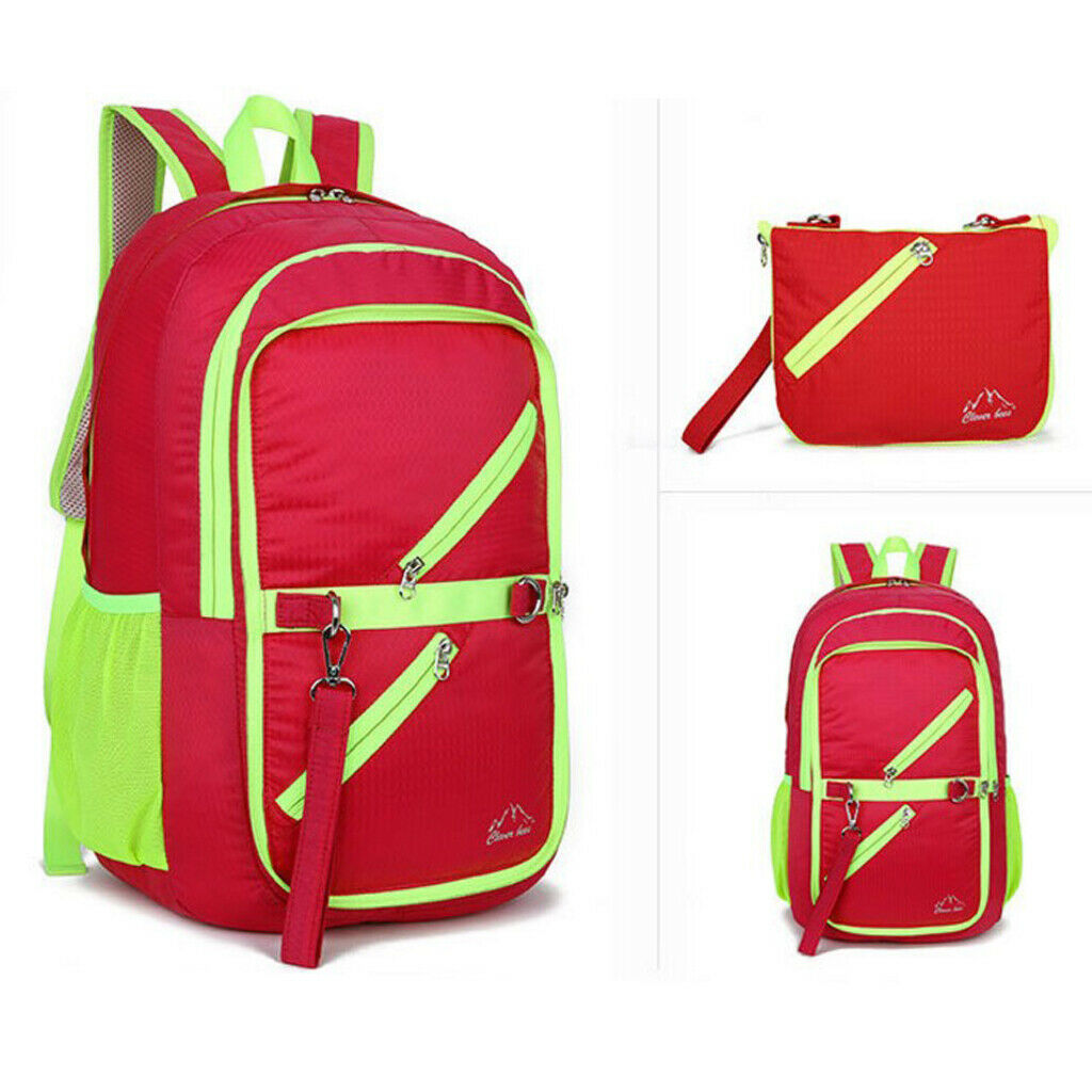 Outdoor Sport Backpack Travel Daypack Nylon Waterproof Folding Bag Red