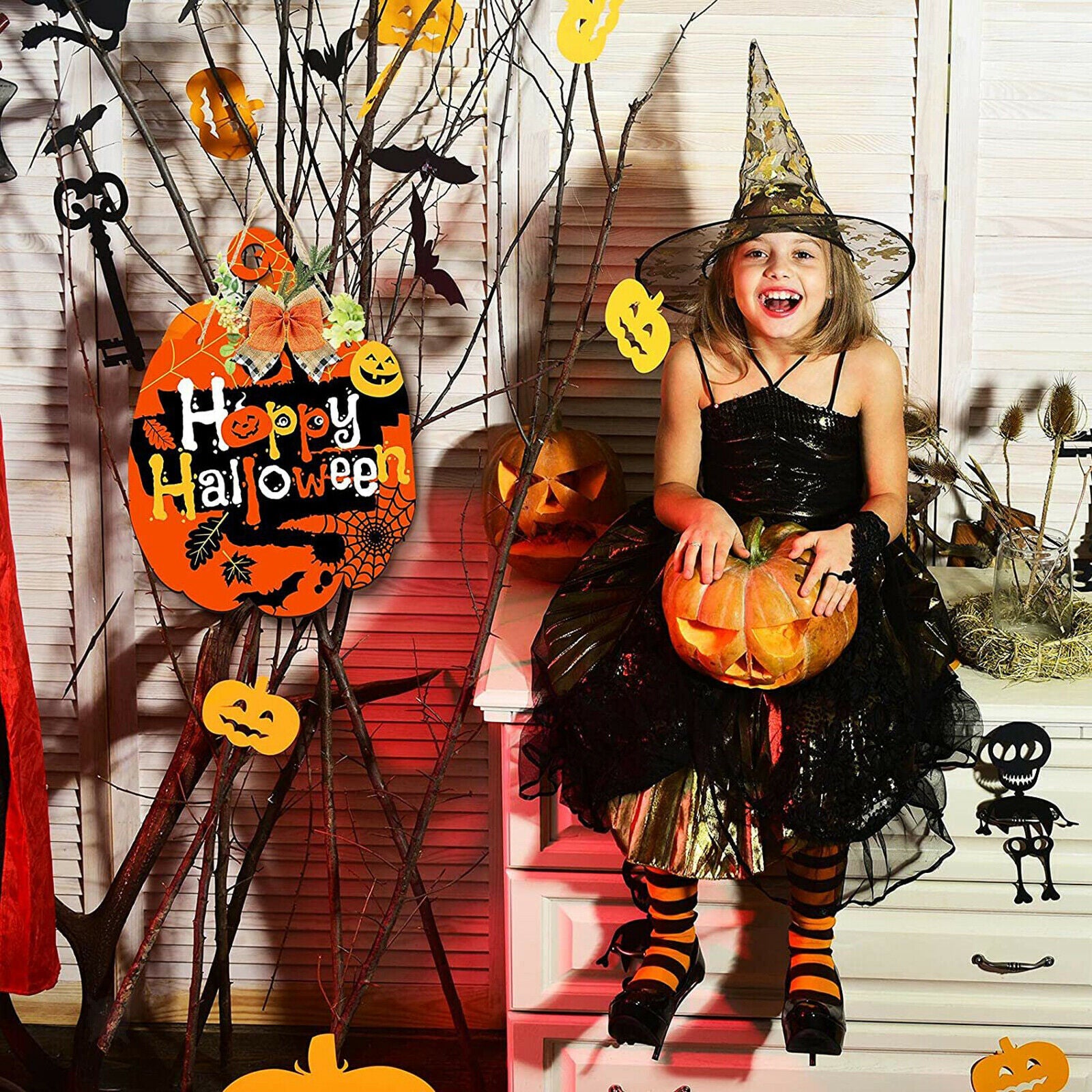 Unfinished Wood Pumpkin Cutout Shapes for Party Halloween Wall Art Supplies