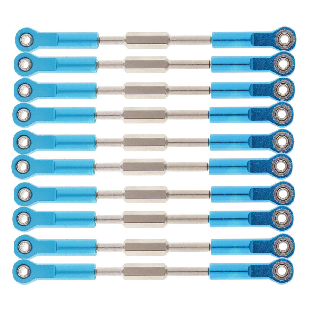 10 Pieces Aluminum Steering Linkage Pulling Rod for 1:10 RC Car DIY Parts