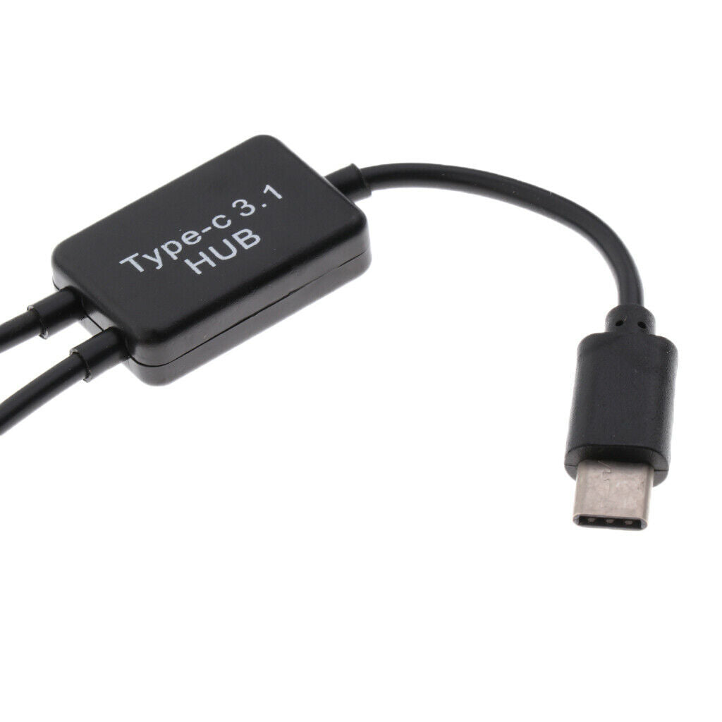 USB 3.1 Type C to Dual USB A 2.0 OTG Charge Hub Adapter Connector Cable Black