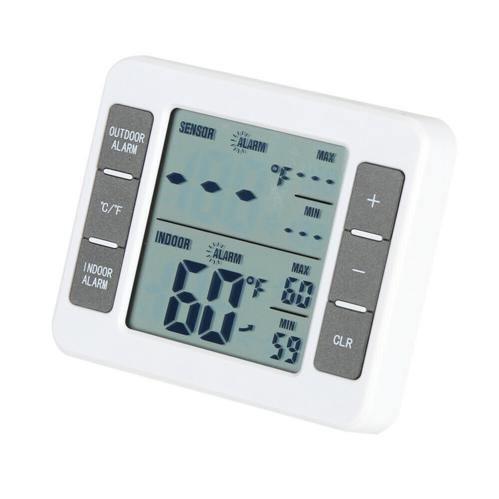 Wireless Digital Refrigerator Freezer Thermometer Alarm High Low Temperature