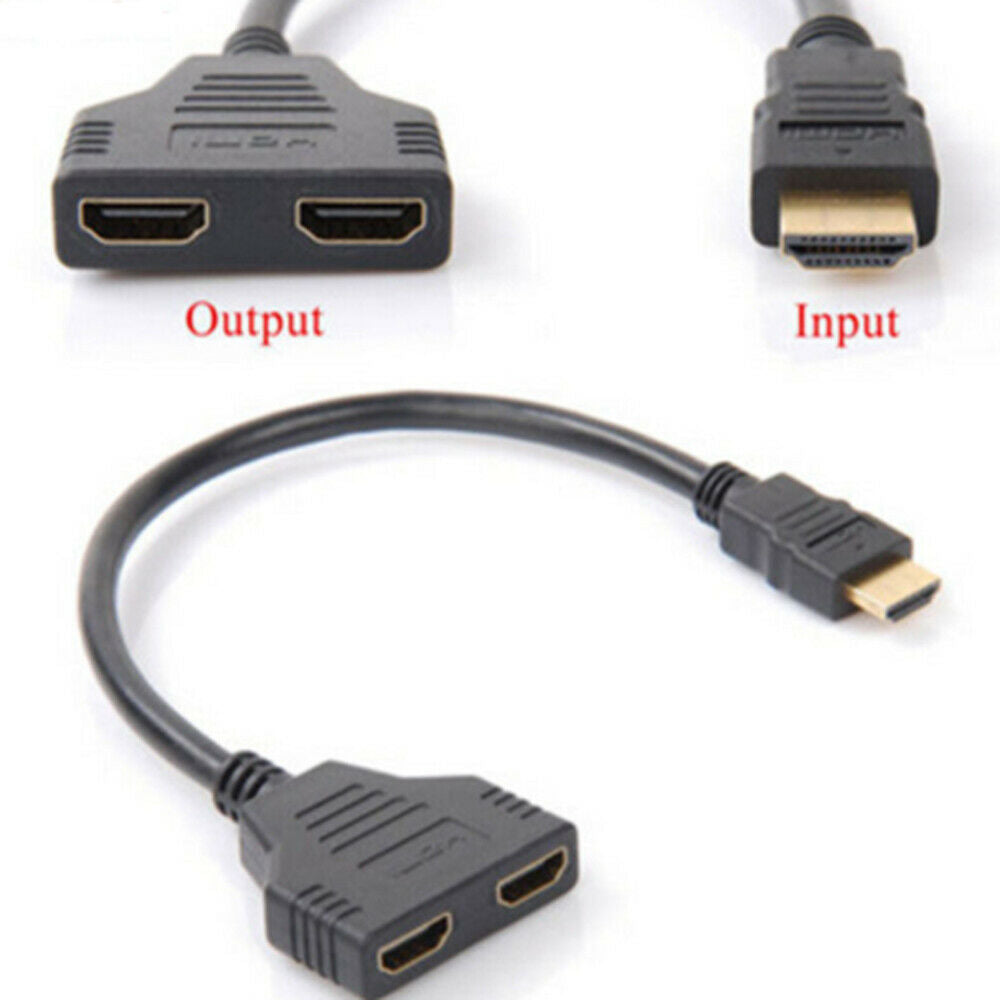 HDMI-compatible Cable Splitter Video Switcher Adapter 1 Input 2 Output Port Hub