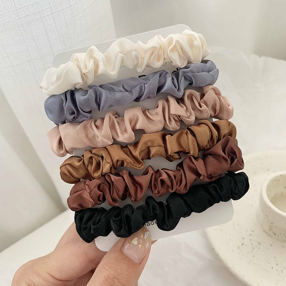 6PCS Fashion Hair Bands Silk Satin Scrunchie Hair Ties Ponytail Holder Ropes AU