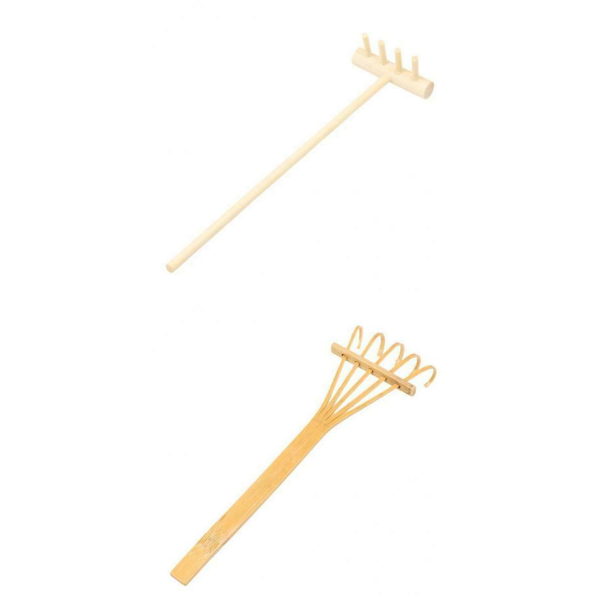 Mini Bamboo Zen Garden Tool Rake Sand Rock Push Desktop Decor Accessories Kit