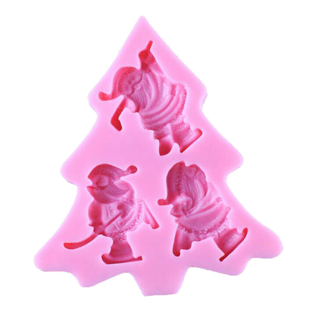 Silicone Christmas Skiing Santa Mold for Fondant Cake Making Baking Tool