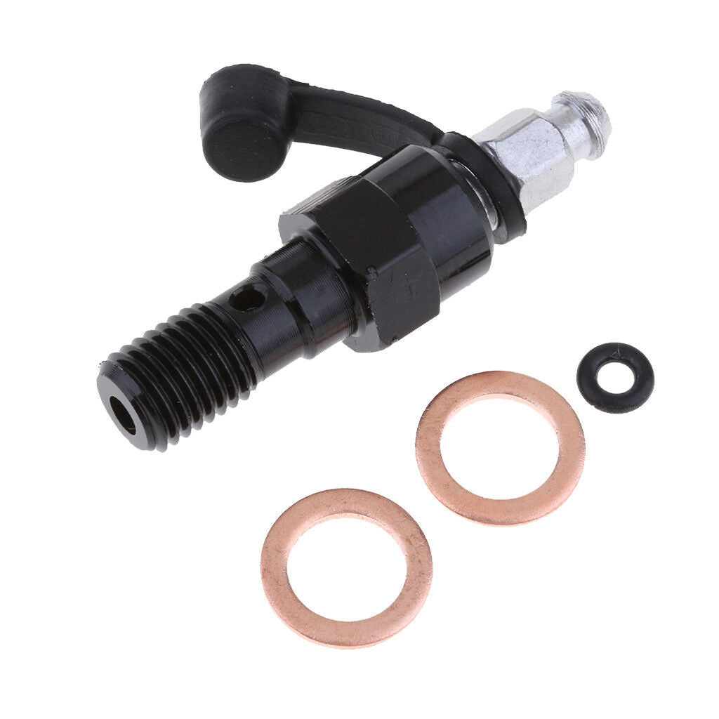 Single Black CNC Banjo Bolt M10 x 1.25 with Bleed Nipple Screw Valve