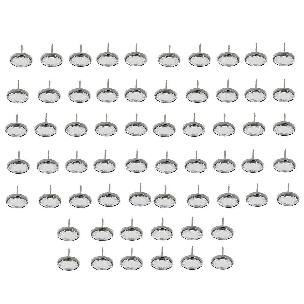 Prettyia 50 x Crystal Sofa Headboard Buttons Nail Upholstery Decor 20mm 22mm