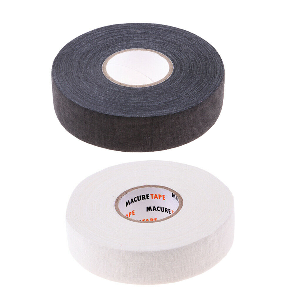 2pcs/Set Cloth Hockey Stick Tape White Black 25yards Long 1'' Wide