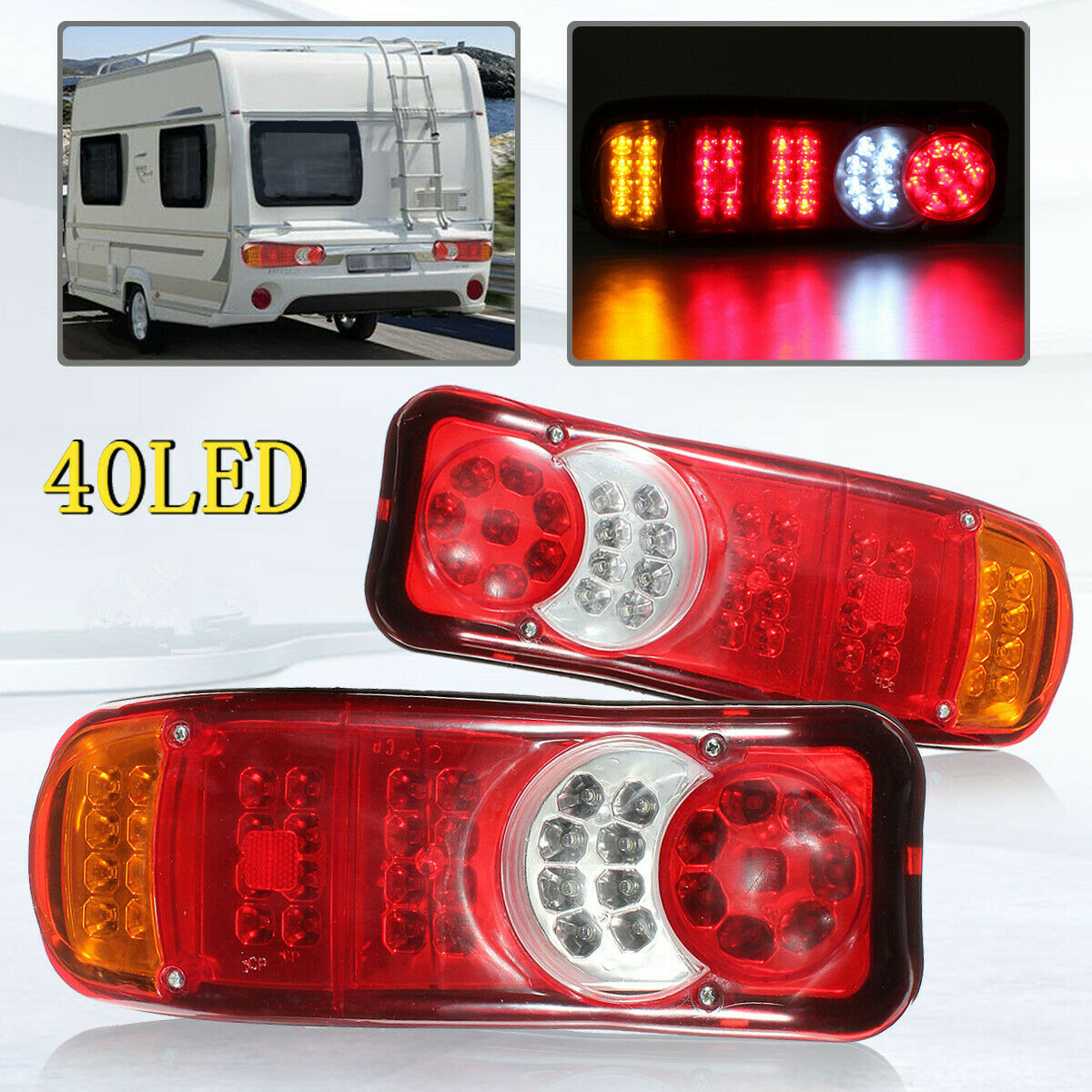 2x 12V Rear Stop 40 LED Lights Tail Indicator Lamps Trailer Truck Tipper Van +