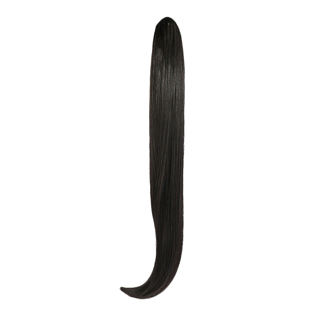 Women Long Synthetic Ponytail Clip in Hair Extension Hairpiece Black 62cm