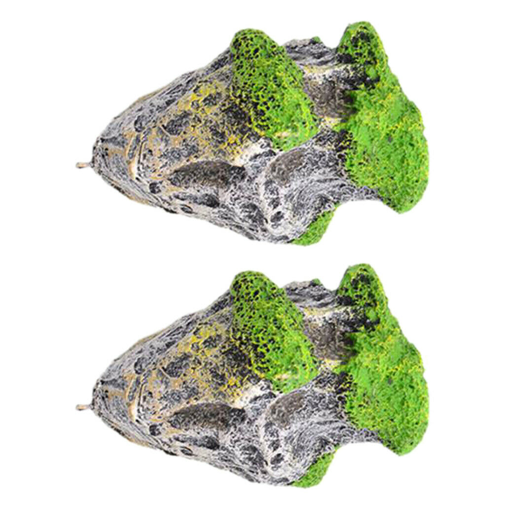 2 x Aquarium Decorated with Suspended Rock with Suction Cup - Floating Moss
