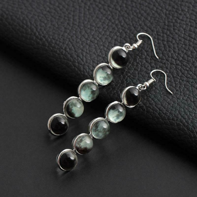 Fashion Luminous Earring Glowing Glass Dome Moon Phase Women Ear Dangle Decors