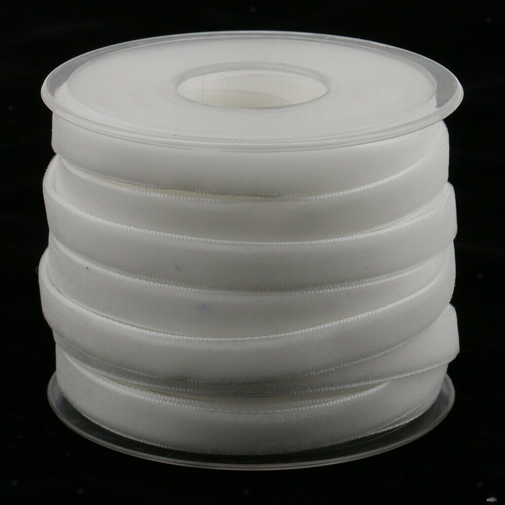 20 Yard 10mm Wide Velvet Ribbon Roll Sewing DIY Decor for Craft White
